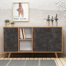 Hanah Home Consola Planky Roble y Gris Oscuro